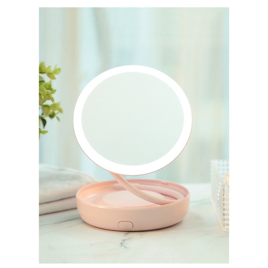 MINISO Specchio Rosa Da Tavolo Girevole A 360° Con Led | Make Up