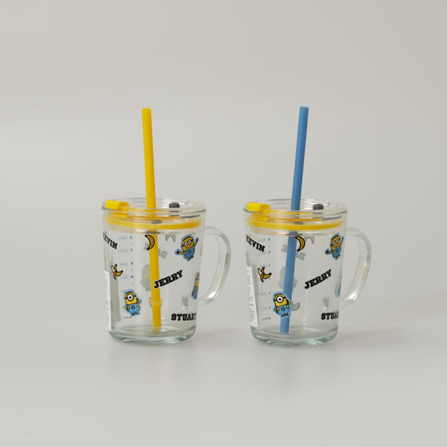 MINISO Tazza In Vetro Con Cannuccia - Minions (1Pz) (400Ml) | Borse & Zaini