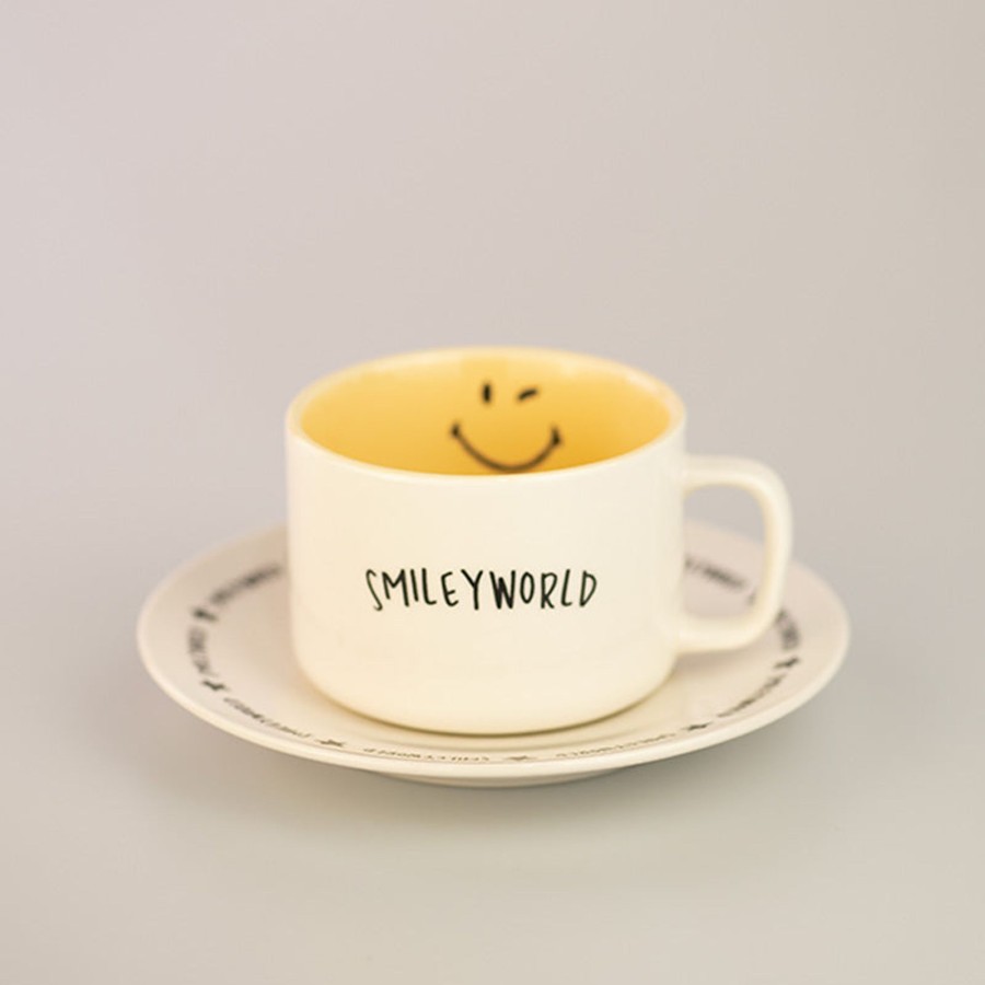 MINISO Tazza E Piattino - Collezione Smiley World (200Ml) | Storage Box & Organizer