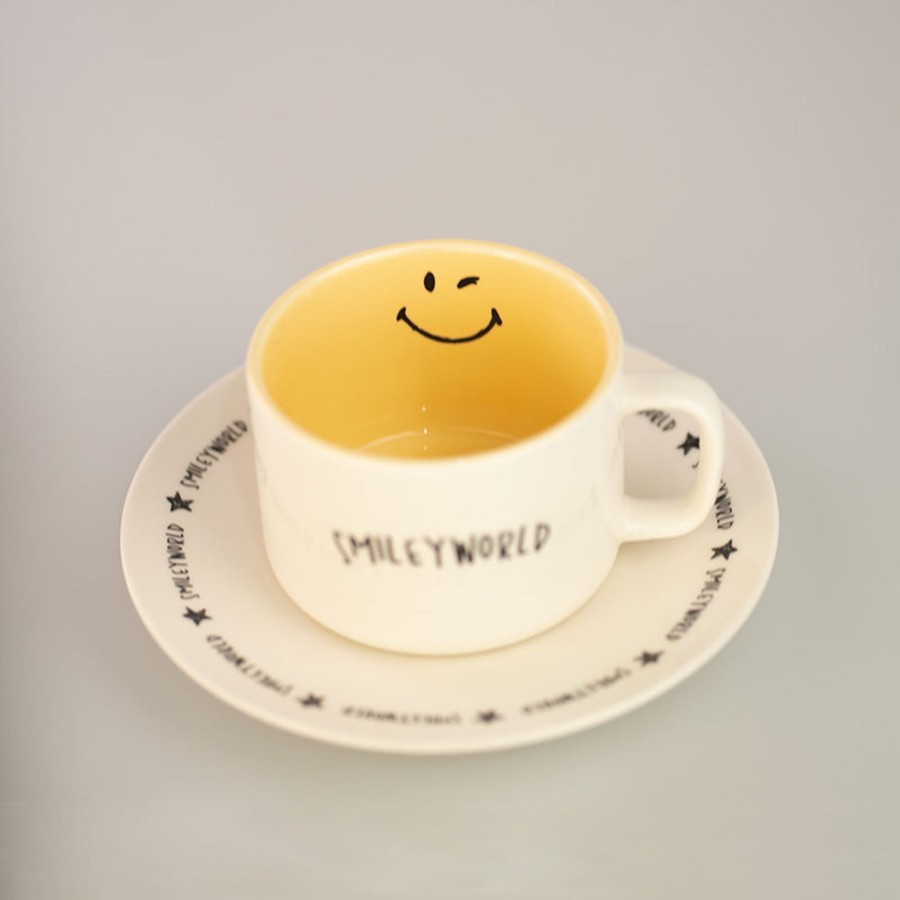 MINISO Tazza E Piattino - Collezione Smiley World (200Ml) | Storage Box & Organizer