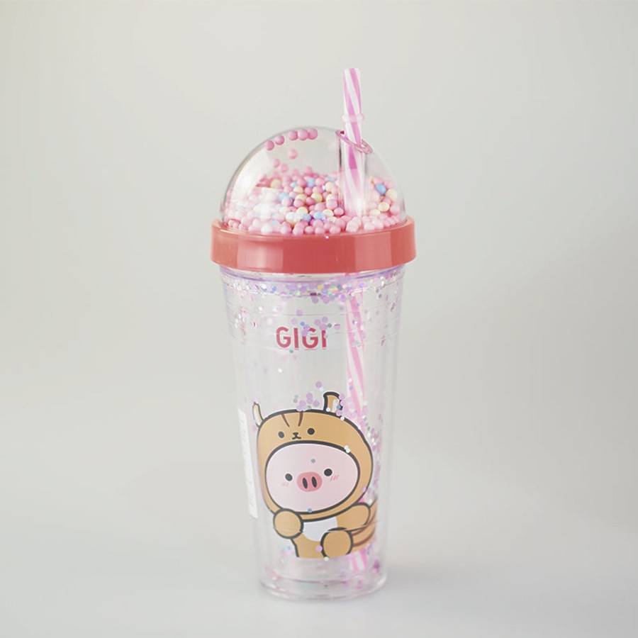 MINISO Borraccia Gigi Rosa Con Cannuccia (420Ml) | Borse & Zaini