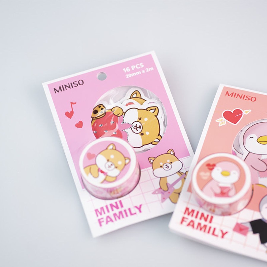 MINISO Set Nastro Adesivo E Stickers - Mini Family (1Pz) | Altra Cancelleria