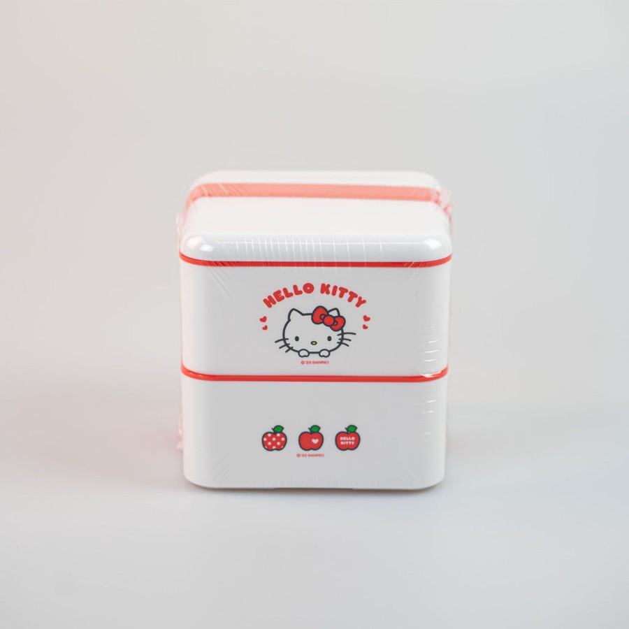 MINISO Porta Pranzo Hello Kitty Apple Due Piani Con Posate | Storage Box & Organizer